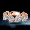 Rose Gold Pear & Emerald Halo Wedding Band - 18K Rose Gold Plated Sterling Silver