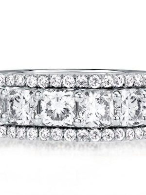 Triple Row Cushion Cut Wedding Band in 925 Sterling Silver, 9.30 CT. TW.
