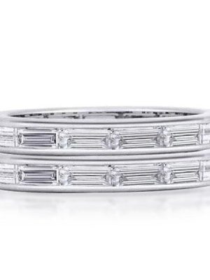 Eternity Baguette Stackable Wedding Band Set - Sterling Silver, 2.3 CT.TW