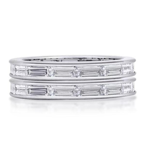 Eternity Baguette Stackable Wedding Band Set - Sterling Silver, 2.3 CT.TW