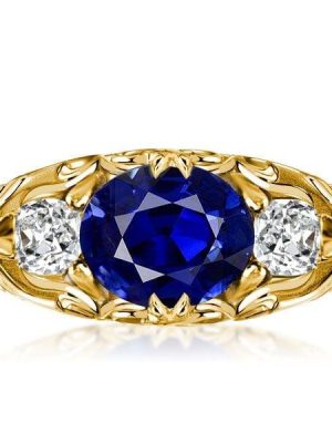 Oval Cut Blue Sapphire Vintage Wedding Ring for Women, 2.00 CT. TW. Sterling Silver