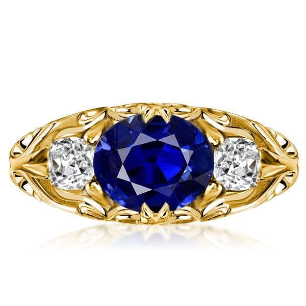 Oval Cut Blue Sapphire Vintage Wedding Ring for Women, 2.00 CT. TW. Sterling Silver