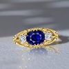Oval Cut Blue Sapphire Vintage Wedding Ring for Women, 2.00 CT. TW. Sterling Silver