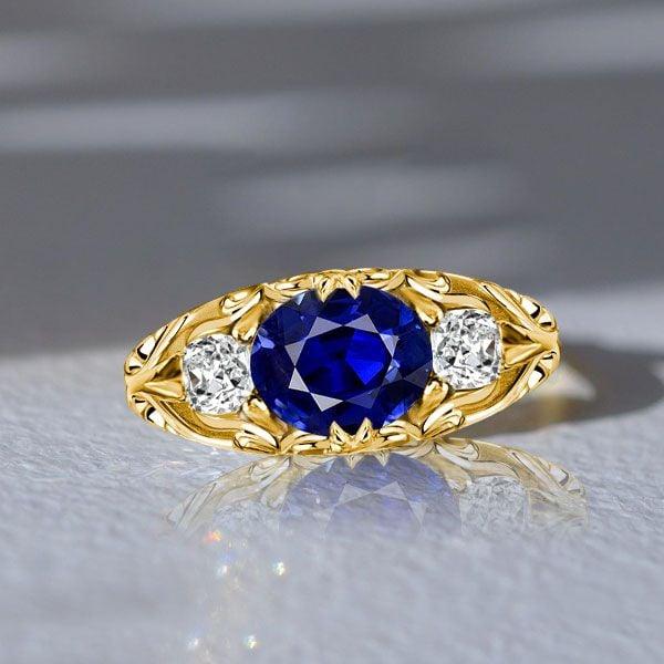 Oval Cut Blue Sapphire Vintage Wedding Ring for Women, 2.00 CT. TW. Sterling Silver