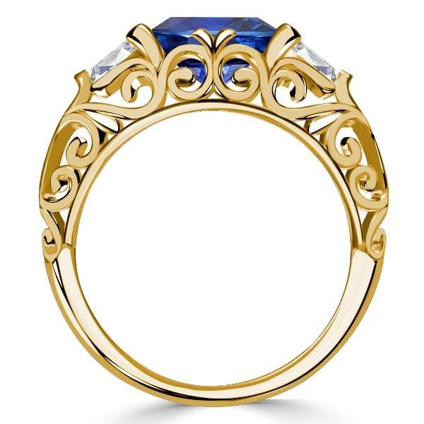 Oval Cut Blue Sapphire Vintage Wedding Ring for Women, 2.00 CT. TW. Sterling Silver