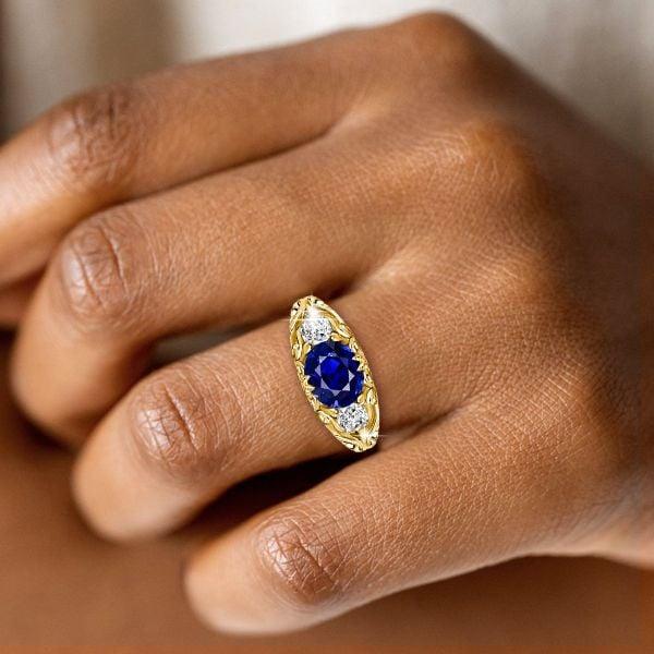 Oval Cut Blue Sapphire Vintage Wedding Ring for Women, 2.00 CT. TW. Sterling Silver