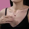 Emerald Cut Ruby & Sterling Silver Halo Pendant Necklace for Women