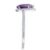 Sterling Silver Halo Pear Amethyst Engagement Ring with 2.55 CT Center Stone