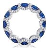 Oval Created Sapphire Wedding Band in Sterling Silver