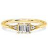 Art Deco Baguette CZ Ring - 18K Gold Plated Sterling Silver Travel Wedding Band