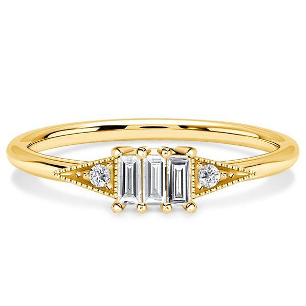Art Deco Baguette CZ Ring - 18K Gold Plated Sterling Silver Travel Wedding Band