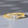 Art Deco Baguette CZ Ring - 18K Gold Plated Sterling Silver Travel Wedding Band