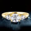 1.92 CT Three Stone Engagement Ring in 18K Gold Plated Sterling Silver