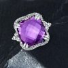 Cushion Cut Amethyst Engagement Ring - Sterling Silver 925, 15 Carat