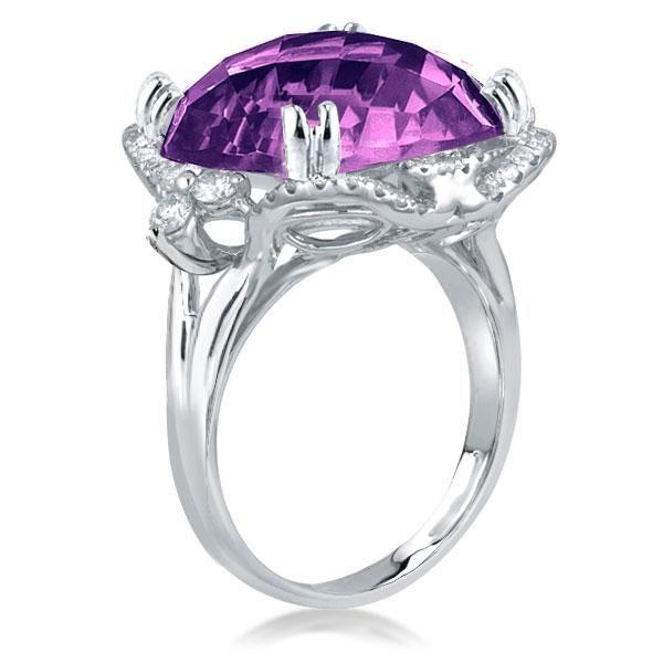 Cushion Cut Amethyst Engagement Ring - Sterling Silver 925, 15 Carat