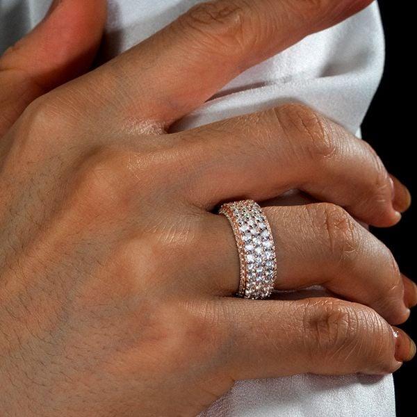Micro Pave Rose Gold Eternity Wedding Band | 3.85 CT. TW. Sterling Silver