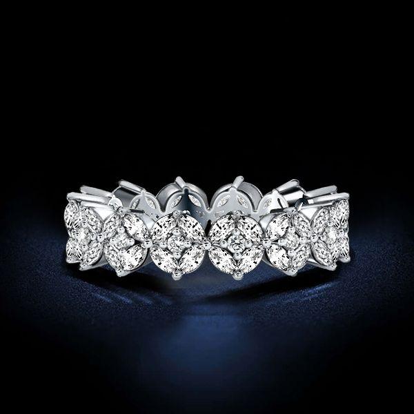 Marquise Cut Sterling Silver Eternity Wedding Band for Women