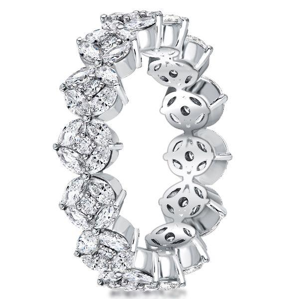 Marquise Cut Sterling Silver Eternity Wedding Band for Women