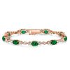 Emerald Sapphire Tennis Bracelet for Women - Oval Cut Sterling Silver