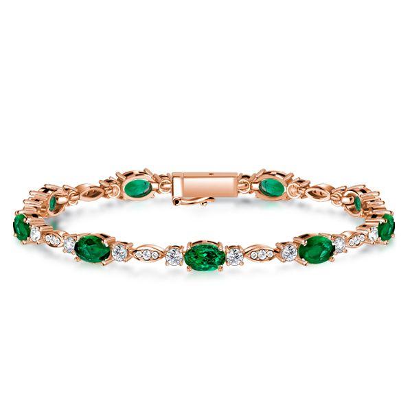 Emerald Sapphire Tennis Bracelet for Women - Oval Cut Sterling Silver