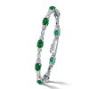 Emerald Sapphire Tennis Bracelet for Women - Oval Cut Sterling Silver
