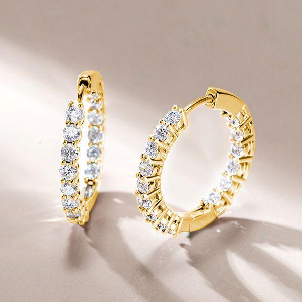 18K Gold Plated Sterling Silver Inside-Out Round Hoop Earrings for Women (22.50mm)