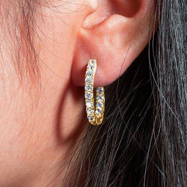 18K Gold Plated Sterling Silver Inside-Out Round Hoop Earrings for Women (22.50mm)