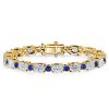 Blue Sapphire Tennis Bracelet - Oval & Round Cut, Sterling Silver