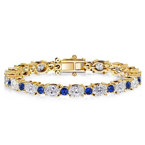 Blue Sapphire Tennis Bracelet - Oval & Round Cut, Sterling Silver