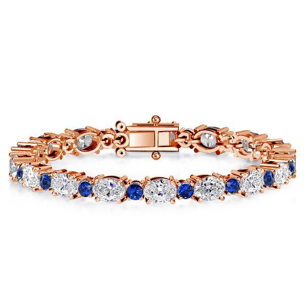 Blue Sapphire Tennis Bracelet - Oval & Round Cut, Sterling Silver
