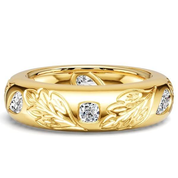 1.50 CT. TW. Pear and Cushion Cut Eternity Wedding Band in 18K Gold Plated Sterling Silver