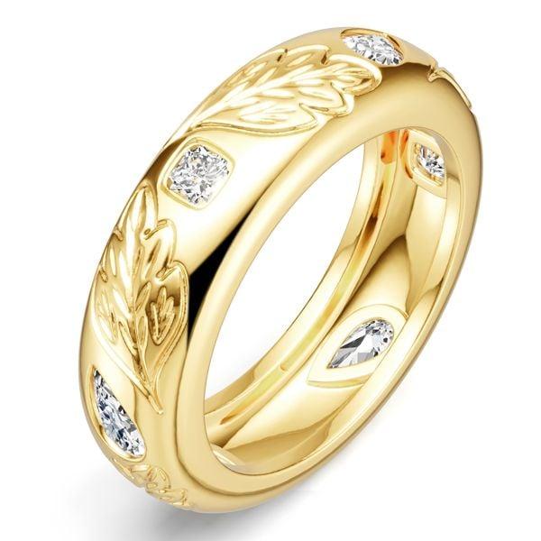 1.50 CT. TW. Pear and Cushion Cut Eternity Wedding Band in 18K Gold Plated Sterling Silver