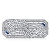 Art Deco White Sapphire Floral Brooch - Sterling Silver Plated