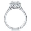 Created White Sapphire Pear Engagement Ring with Split Shank Halo Setting in Sterling Silver