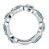 925 Sterling Silver Halo Aquamarine Wedding Band with Pear & Emerald Cut Stones