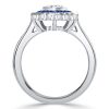 Marquise Cut Halo Engagement Ring - Sterling Silver Milgrain Design