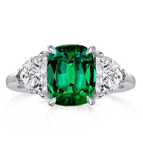 3.00 CT Cushion Cut Sapphire Ring in Rhodium Plated 925 Sterling Silver