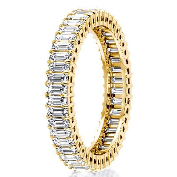 3 Stone Emerald Cut Solitaire Bridal Set in 18K Gold Plated Sterling Silver