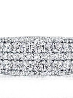 Five Row White Sapphire Wedding Band in Sterling Silver
