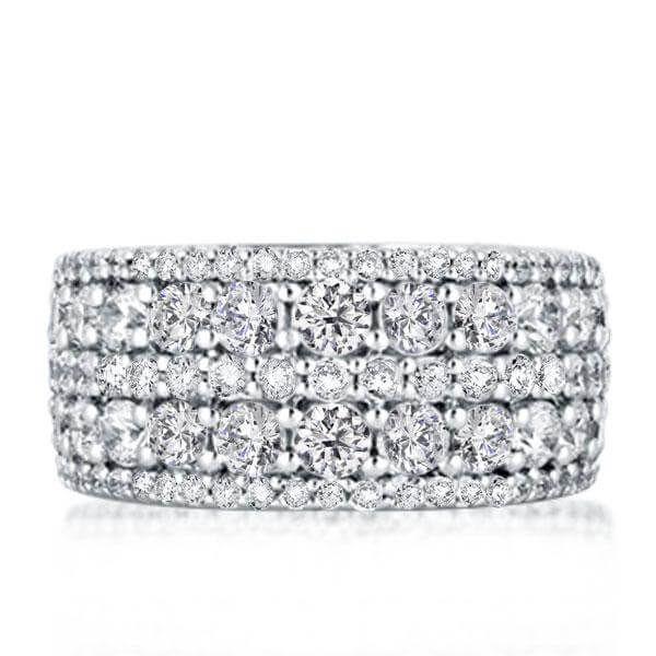 Five Row White Sapphire Wedding Band in Sterling Silver