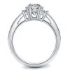 Oval White Sapphire Three Stone Engagement Ring - Sterling Silver