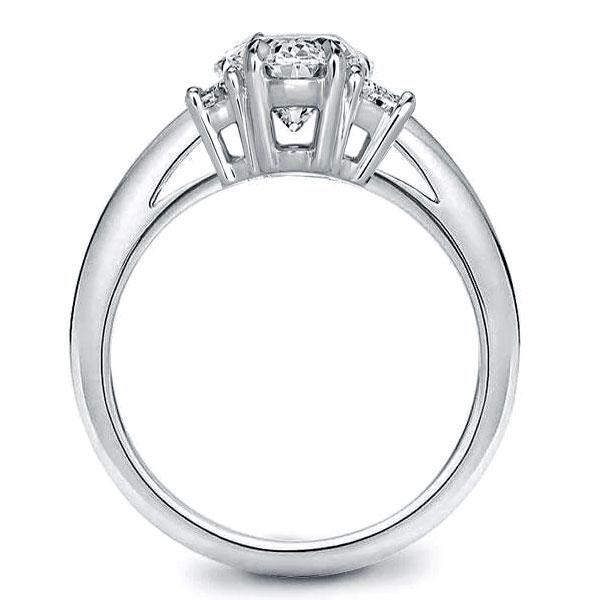 Oval White Sapphire Three Stone Engagement Ring - Sterling Silver