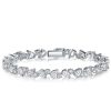 Sterling Silver Tennis Bracelet with Alternating Round and Pear Cut Stones