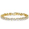 Sterling Silver Tennis Bracelet with Alternating Round and Pear Cut Stones