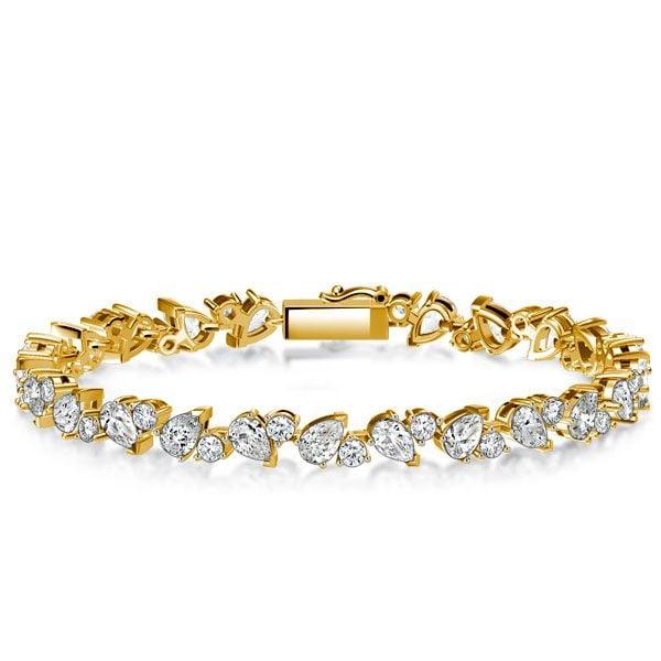 Sterling Silver Tennis Bracelet with Alternating Round and Pear Cut Stones