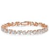 Sterling Silver Tennis Bracelet with Alternating Round and Pear Cut Stones