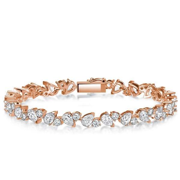 Sterling Silver Tennis Bracelet with Alternating Round and Pear Cut Stones