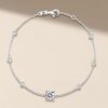 925 Sterling Silver Round Cut Bezel Setting Chain Bracelet for Women