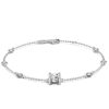 925 Sterling Silver Round Cut Bezel Setting Chain Bracelet for Women