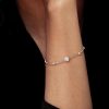 925 Sterling Silver Round Cut Bezel Setting Chain Bracelet for Women